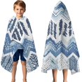 thumbnail image 3 of Blue Chevron Geometric Boho Pattern Hooded Bath Towel，50"x30" for Ages 3 To 12 Kids, Quick Dry Lightweight Soft Microfiber Hood Beach Towel Cover Up for Kids, 3 of 7