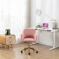 thumbnail image 5 of Office Chair with Wheels and Metal Base, Gold Metal Legs 360° Swivel Vanity Chair, Adjustable Height Wool Chairs, 5 of 7