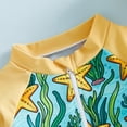 thumbnail image 7 of Ymyiu Baby Swimsuit Boy Baby Boy Swimsuit Infant One Piece Rash Guard Bathing Suit Long Sleeve Zipper Toddler Summer Beach Swimwear 0-3 Months (Gold,0-3 Months), 7 of 7
