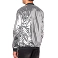 thumbnail image 3 of INSPIRE CHIC Holographic Baseball Jacket for Men's Zipper Disco Metallic Bomber Jacket Silver L, 3 of 4