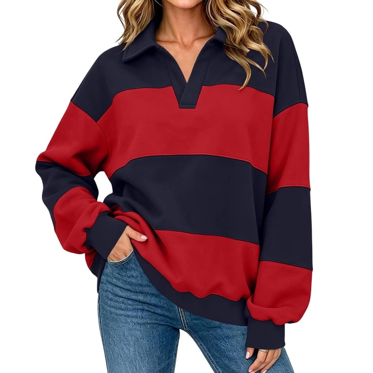 Soft Drop Iroehba Sweatshirt for Women Collared Long Sleeve Relaxed Cut Drop ...