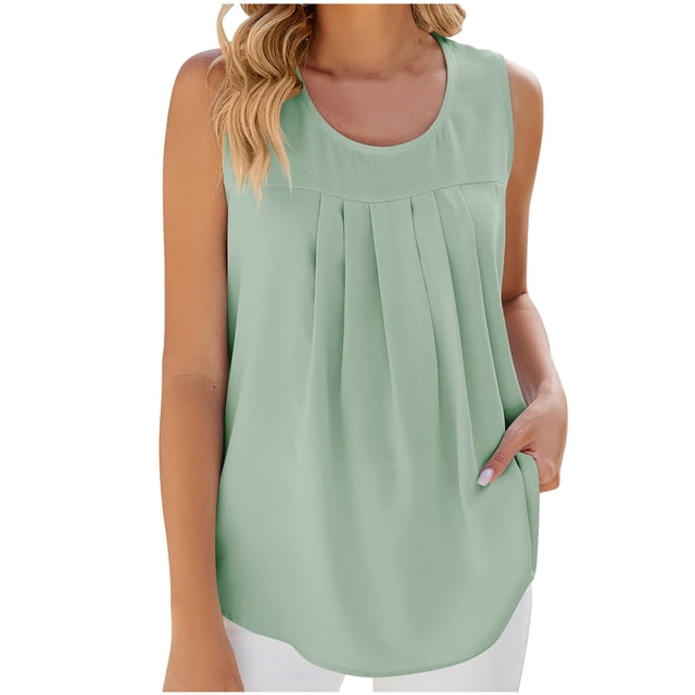 Birdeem T-Shirt Mode Femme Couleur Unie Col Rond Confortable Ample Sans Manches Blouse Décontractée