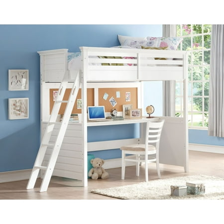 Wood Twin Size Loft Bed With Desk White Wood Twin Size Loft Bed With Desk White