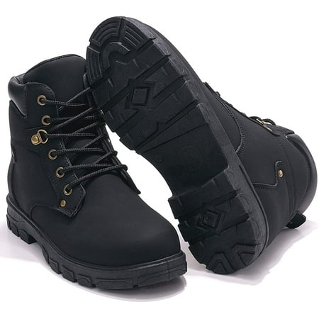 

Women s Round Toe Waterproof Lace up Work Combat Boots Low Heel Ankle Booties