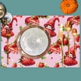 thumbnail image 6 of Placemats Set of 4 Heat-Resistant Rectangle Place Mats Strawberry Pink Cute Washable Plastic PVC Dining Table Mat Non-Slip Wipeable Woven Vinyl Placemat for Kitchen Patio Table Decor, 6 of 8