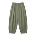 thumbnail image 3 of Casual Pants for Women Fashion High Waisted Loose Fit Cotton Linen Style Wide Leg Trousers with Pockets, 3 of 6