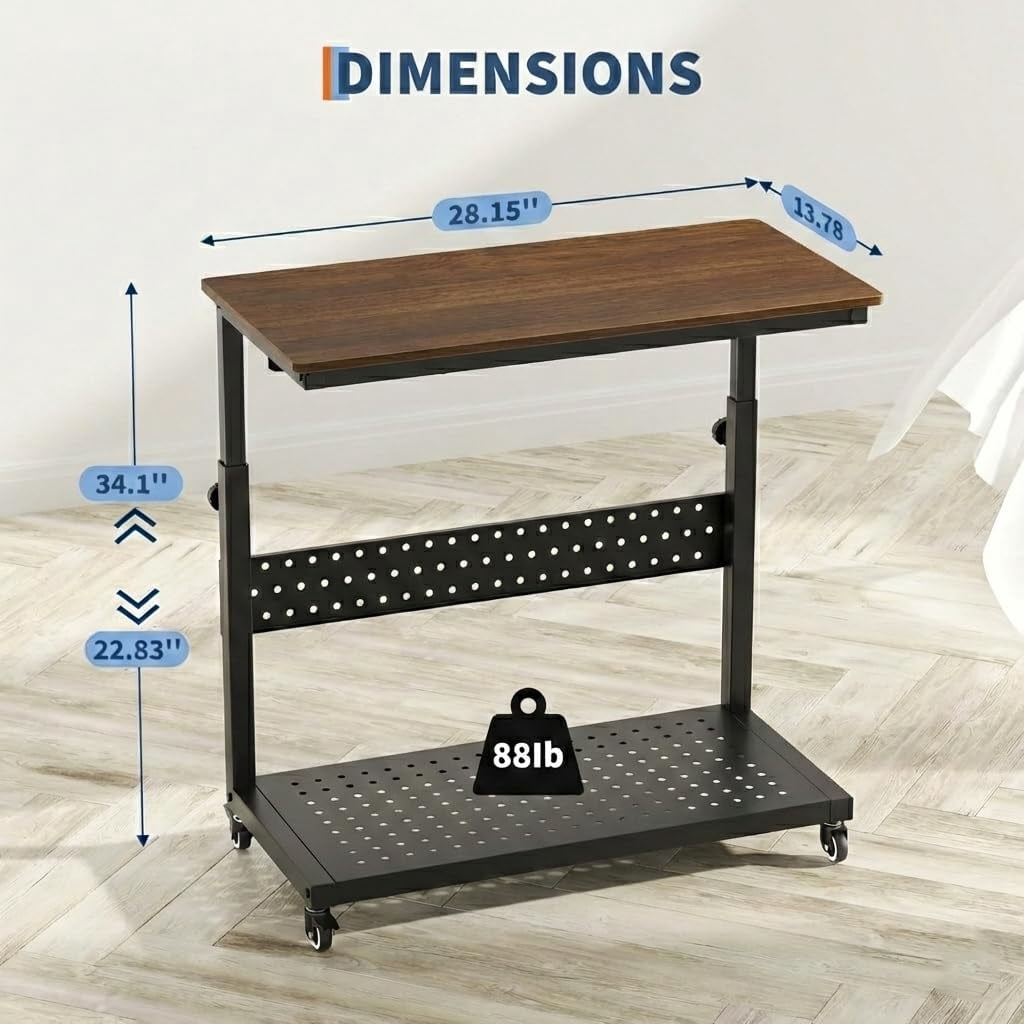 28" Computer Tower Stand, Adjustable Under Desk PC Cart, Mobile Rolling CPU Holder, Perfect for Office,Laptop Desk.