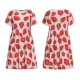 thumbnail image 3 of Bixox Robe d'Été à Manches Courtes pour Femmes Robe Ample Longueur Genou avec Poches-Fraises, 3 of 7