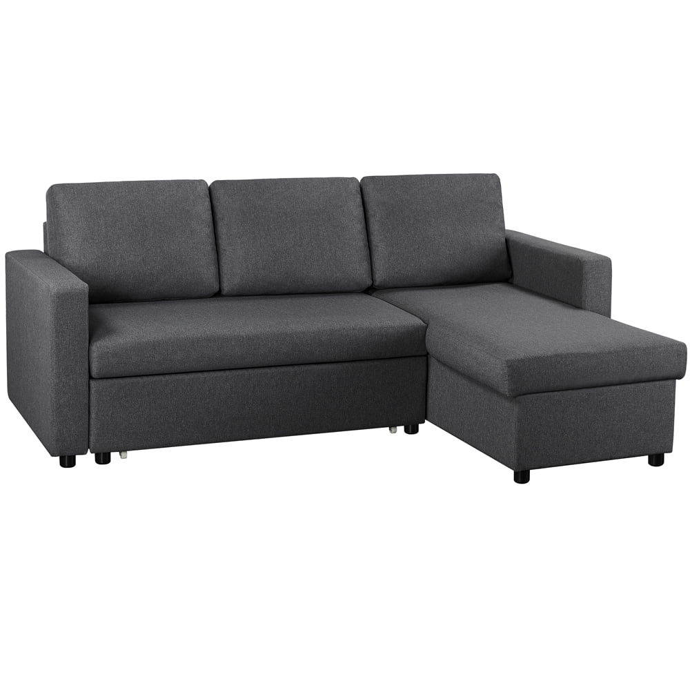 Topeakmart Reversible LShaped Sectional Sofa with Pull Out Bed, Dark