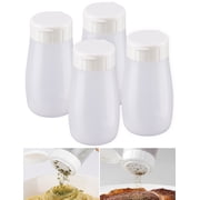 NiHome Dual-Hole Spice Bottles Set - Small & Large Hole Shakers for Powder and Granular Seasonings, BPA-Free Food-Grade Plastic, Transparent Sealed Jars for Camping, Picnic, BBQ (4PCS)
