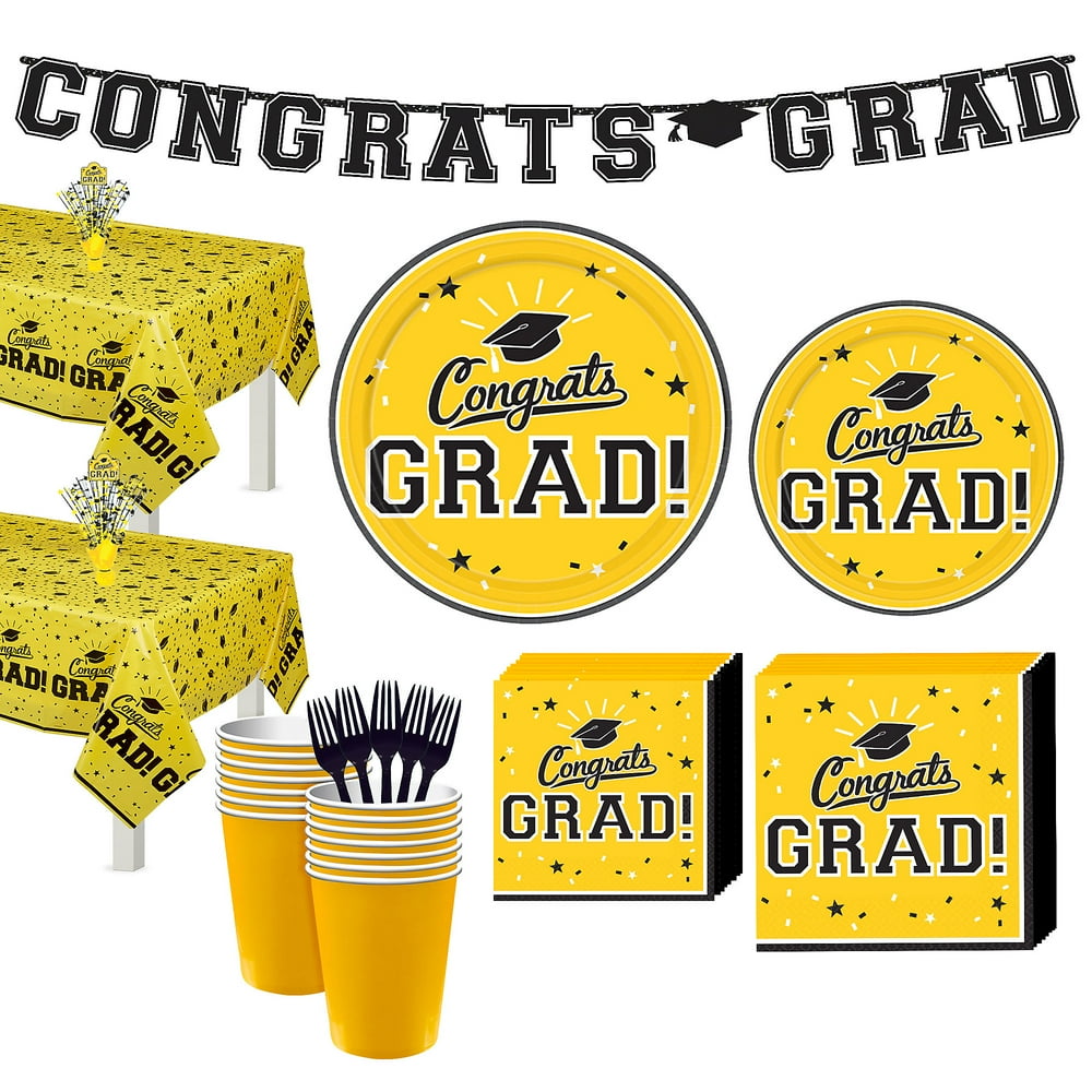 Party City Congrats Grad Graduation Party Kit for 36 Guests, Includes