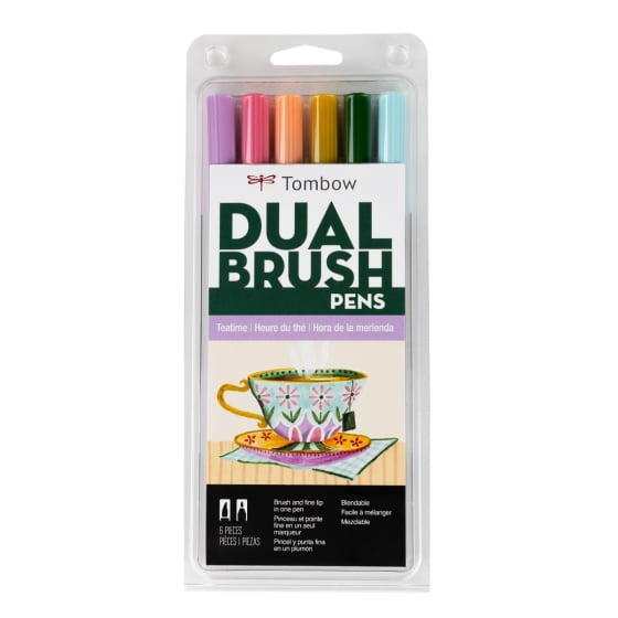 Tombow Dual Brush Pen Art Markers, Teatime, 6-Pack