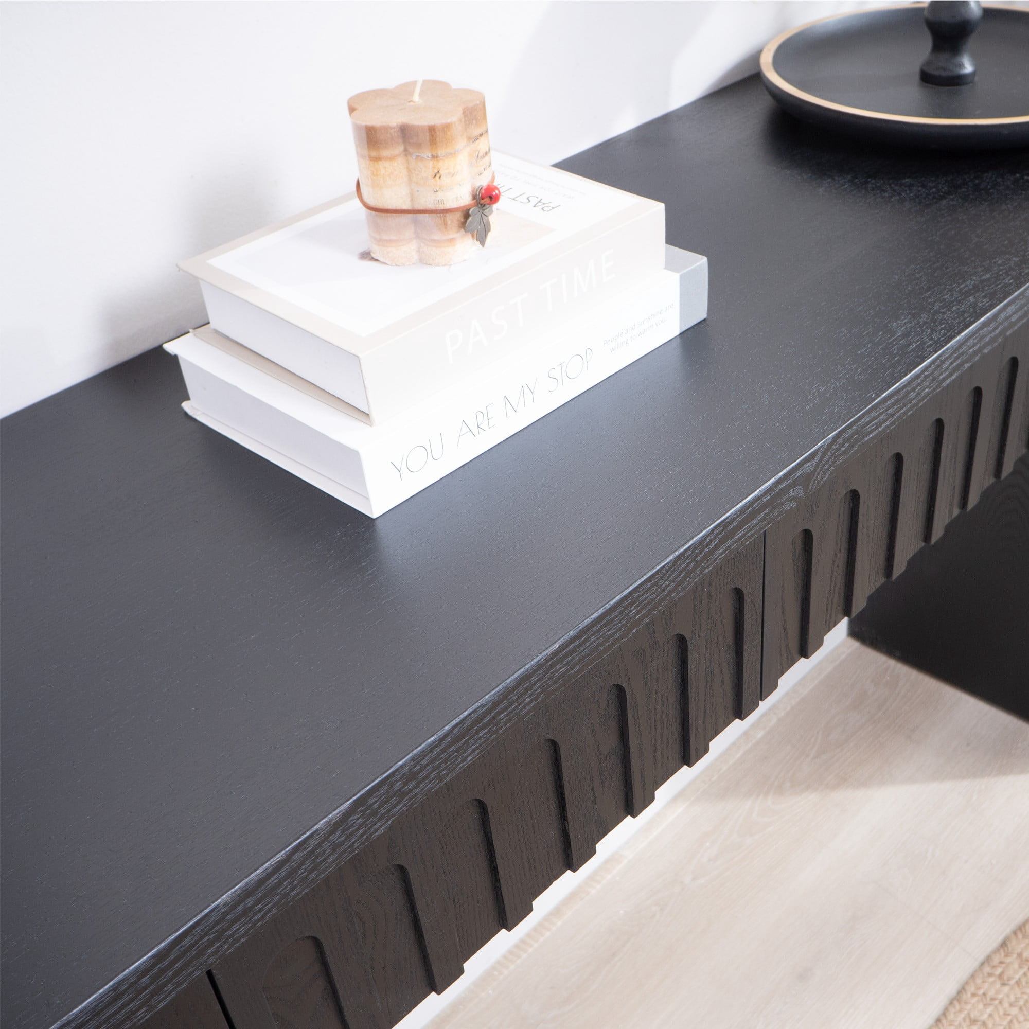 Modern Console Table with 4 Drawers, 59.2" Entryway Table (Black)