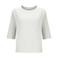 thumbnail image 4 of Odbmxy Womens Plus Tshirts Summer 3/4 Sleeve Tops for Women Trendy Holiday Basic Casual Loose Solid Color Tops,White 3XL, 4 of 5