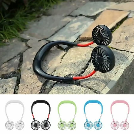Gifts For Sports Fans VicTsing Portable Sports Fan USB Rechargeable Charging Handheld Neckband Fan Mini Double Fans 3 Speed Adjustable Wearable for Home Office Traveling,black ()