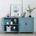 thumbnail image 5 of Eclife Mid-Century Sideboard Cabinet, Blue, 4 Doors with Adjustable Shelves, MDF Storage Cabinet for Dining Room or Living Room, 5 of 8