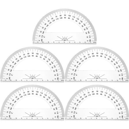 LEORX 5Pcs Plastic Protractors 180 Degrees Half Circle Math Protractor with Clear Scale