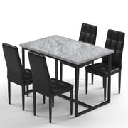 SEGMART Dining Table with 4 High-back Upholstered Chairs, Modern Dinette Set, Dining Table & Chairs Set for 4 Persons, Small Home Kitchen Dining Table Set, Ideal for Apartment Breakfast Nook