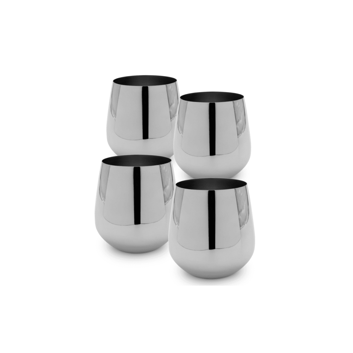 K&K Home Silver Stainless Steel Unbreakable Silver Stemless Wine Glasses - 15 oz - Set of 4 Colored, Stemless Metal Wine Glasses Perfect for Outdoors, Weddings, and Parties
