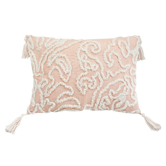 Lea Unlimited Chenille Damask Beige Rectangle Woven Geometric Accent Pillow
