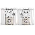 thumbnail image 7 of Yayeee Kitchen Curtains Tier Set of 2 Light Filtering 57"x36" Over Sink Window Panels, Beige Chubby Cat, 7 of 7
