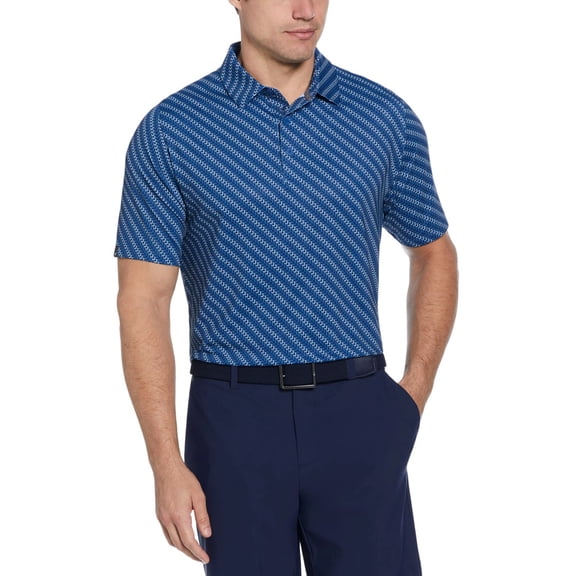 NEW Men's Callaway Golf Chevron Twill Print Polo Galaxy Blue Small