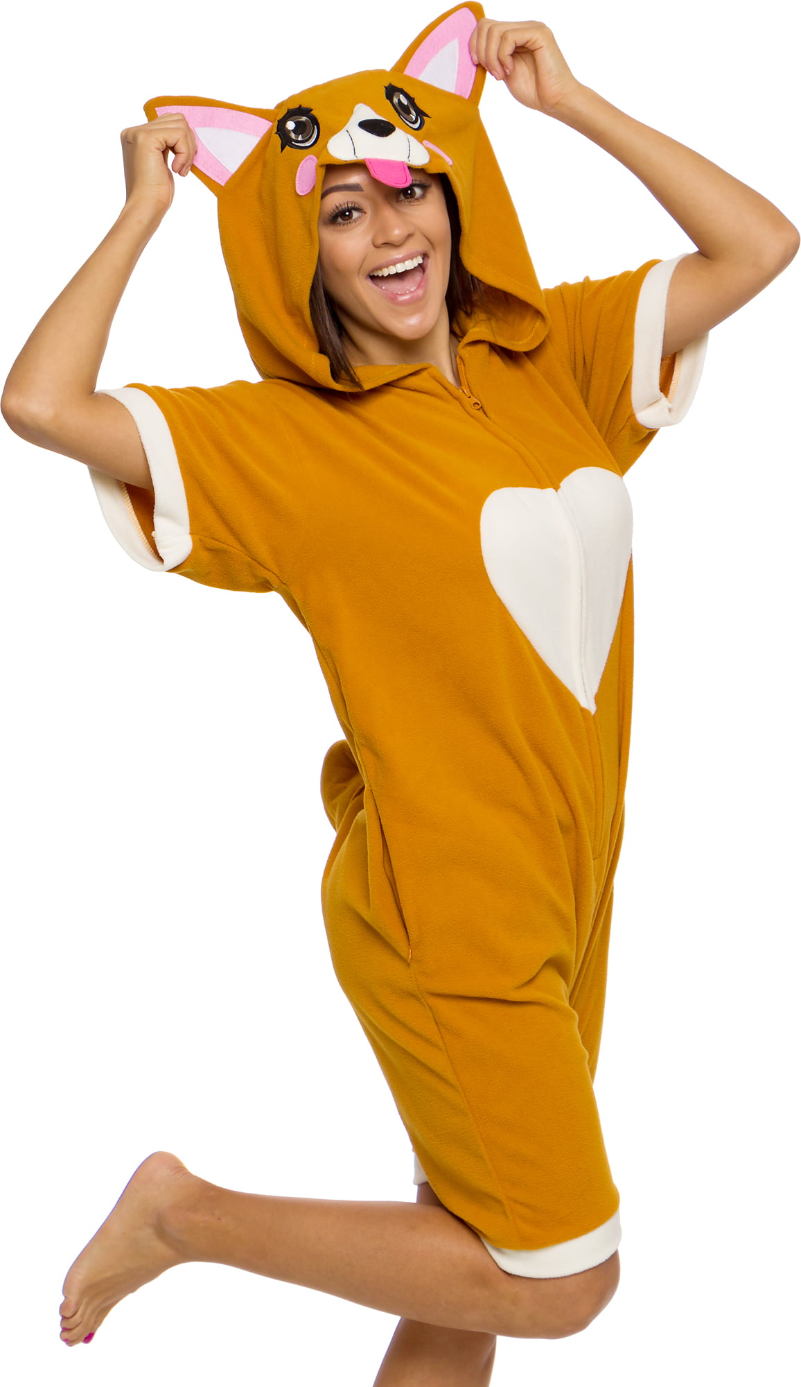 Silver Lilly Corgi Short Sleeve Animal Pajamas Plush Adult One Piece Summer Cosplay Costume 