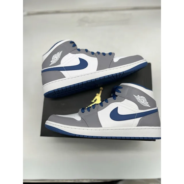 Ni - ke Air Jordan 1 Mid True Blue Cement Grey White DQ8426-014 Gray AJ Size 13