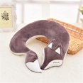 thumbnail image 2 of Travel Pillow Planes Kids Fox Animal U-shaped Neck Pillow Plush Fur Warm Cartoon Comfortable Luggage Pillow For Airplanes Car Train (purple), 2 of 5