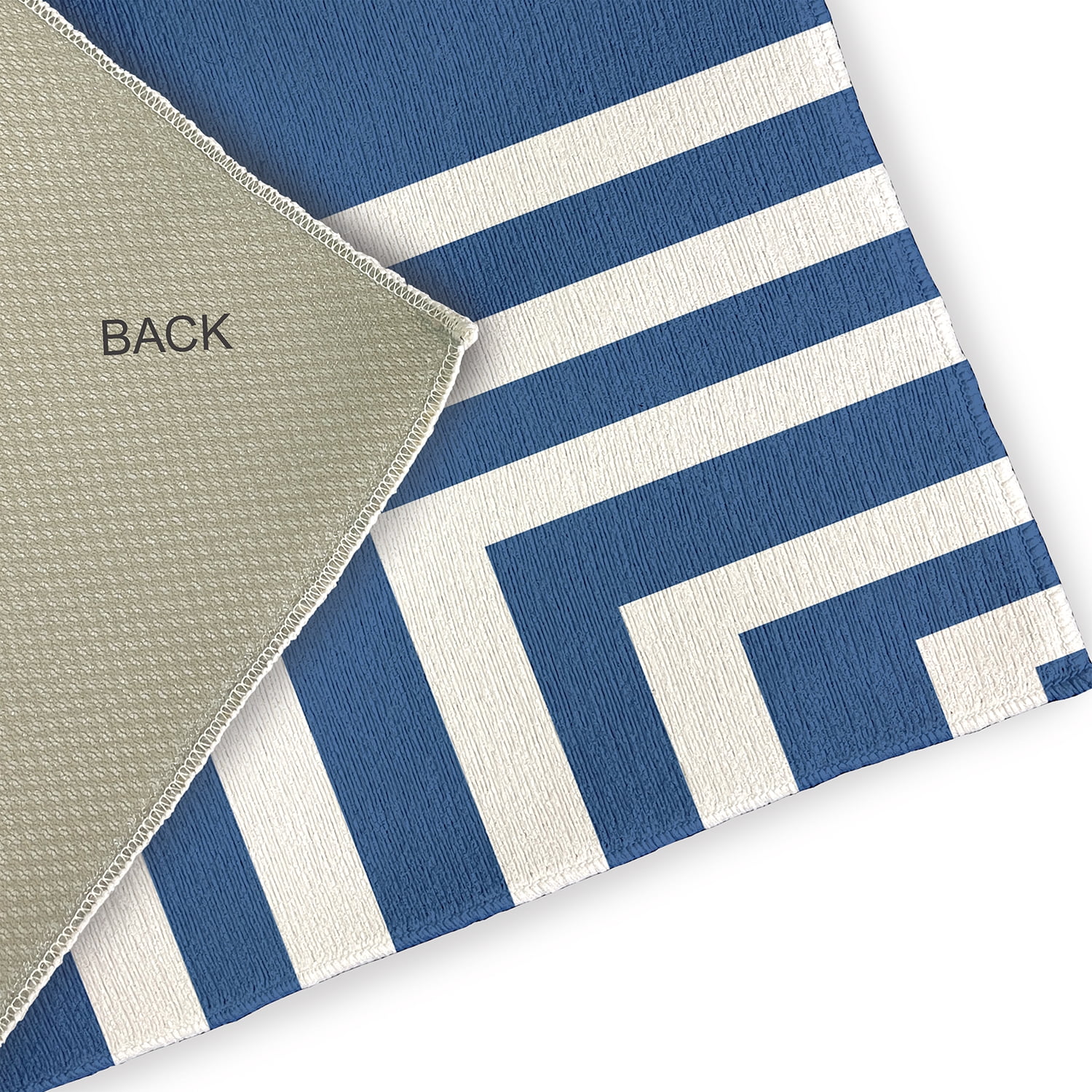 3' x 5' Simply Daisy Corner Stripes Modern & Contemporary Chenille Area Rug, Nautical Navy