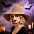 thumbnail image 4 of GUACER Womens Halloween Witch Wool Hats Wide Brim Spire Knitted Caps for Party & Daily, 4 of 5