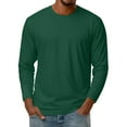 thumbnail image 2 of Dresfit Big and Tall Shirts Men Long Sleeve Thermal Tops 2025 Slim Fit Solid Color Crew Neck Athletic Shirt Fall Lightweight Knit Button Pullover Tops Army Green L, 2 of 7