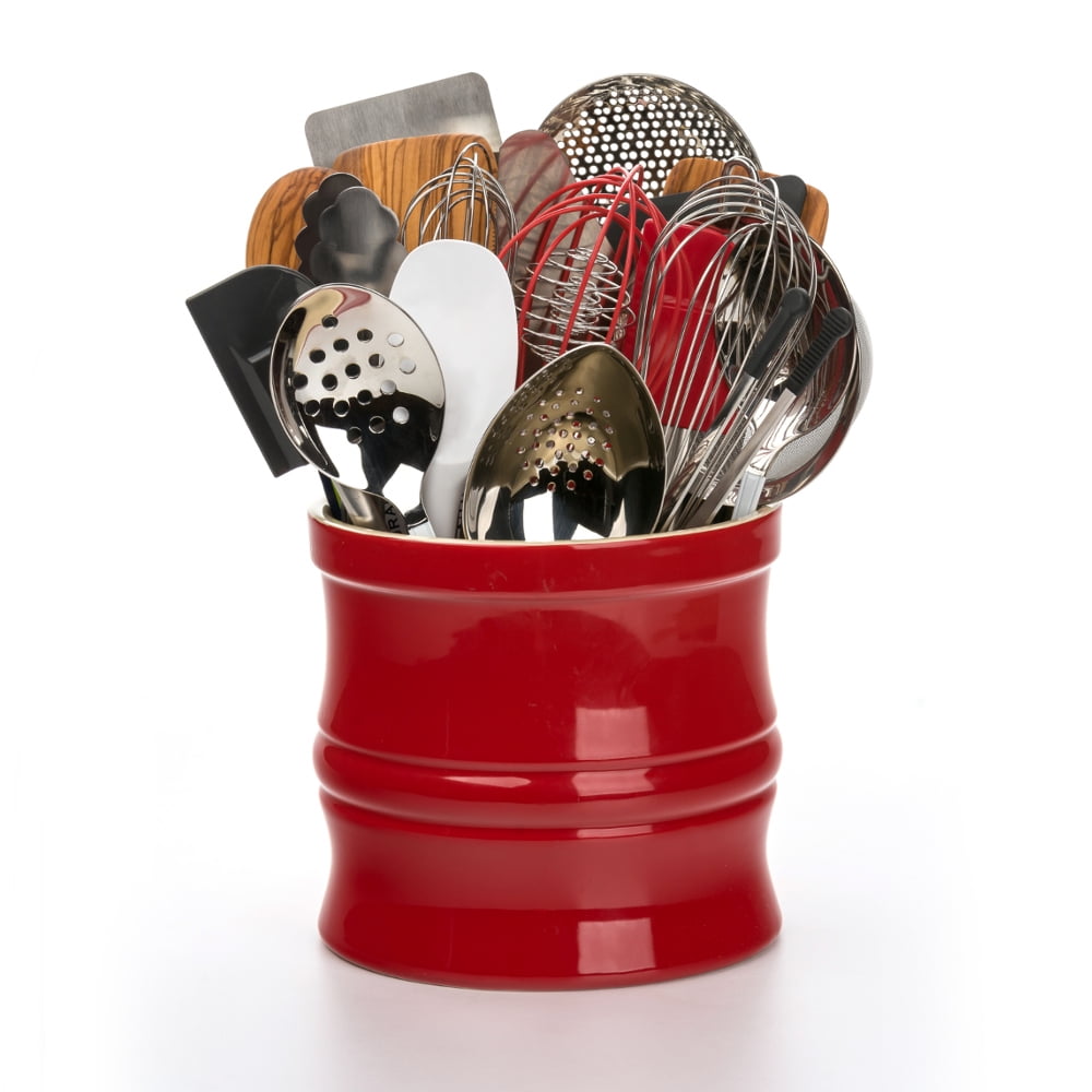 RSVP Red Stoneware Oversized Tool Crock