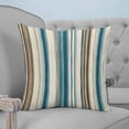thumbnail image 4 of 24x24 Pillow Covers Set of 2, Turquoise Beige Throw Pillow Covers Decorative Couch Cushion Case, Boho Vertical Stripes Bohemian Retro Microfiber Square Pillowcases for Bedroom Car Living Room, 4 of 7