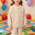 thumbnail image 4 of Coerni Girls Cute Badge Baseball Jackets Snap Button Down Cardigan Solid Varsity Jacket Teen Kids Casual Preppy Outerwear, 4 of 6