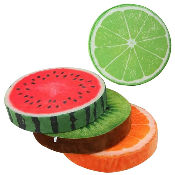 4 Pcs Creative Fruit Cushion, Fruit-Themed Plush Floor Cushions for Little Ones, with Watermelon, Kiwi, Orange, Lemon Design, Ideal for Playrooms