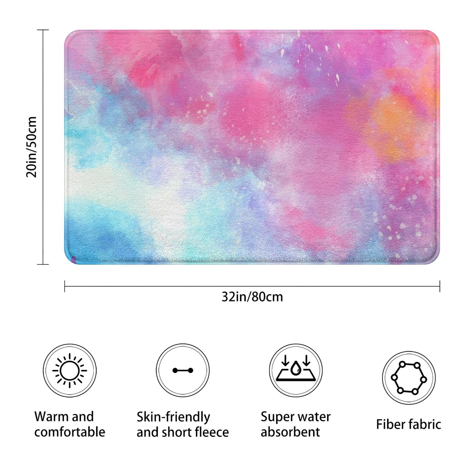 20x32 Inch Ultra Soft Faux Bath Mat Non Slip Absorbent Microfiber Bathroom Rug, Liquid & Marble Print
