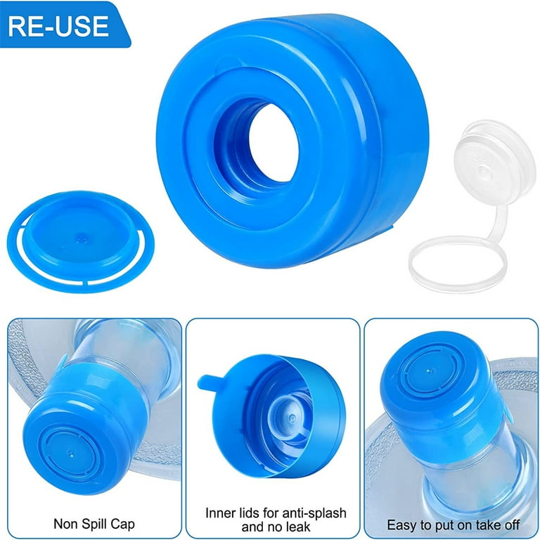  5 Gallon Water Jug Caps Reusable, Fit 55mm bottle openings, Anti-Splash,  No-Spill, Leak Proof and Air Tight, 4 Pack: Home & Kitchen