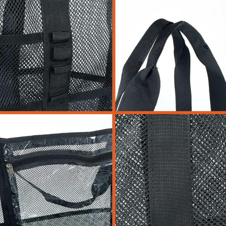 Mesh Beach Bag Toy Tote Handbag Storage Net Portable Pockets Foldable Swim