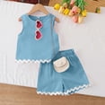 thumbnail image 5 of CYRBOKO Girls Tank Tops and Shorts Two-piece Sets, Casual Sleeveless Elastic Waist Two-piece Girls's Outfit Sets Blue Size 14-15 T, 5 of 8