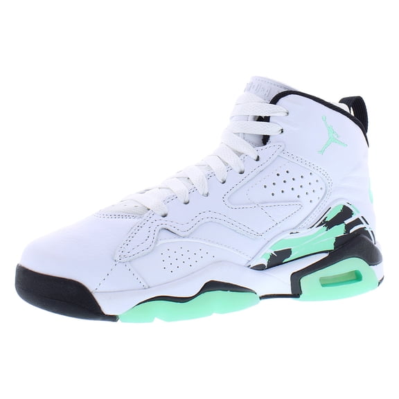 Nike Jordan MVP Leather GS Boys Shoes Size 5.5, Color: White/Green Glow/Black