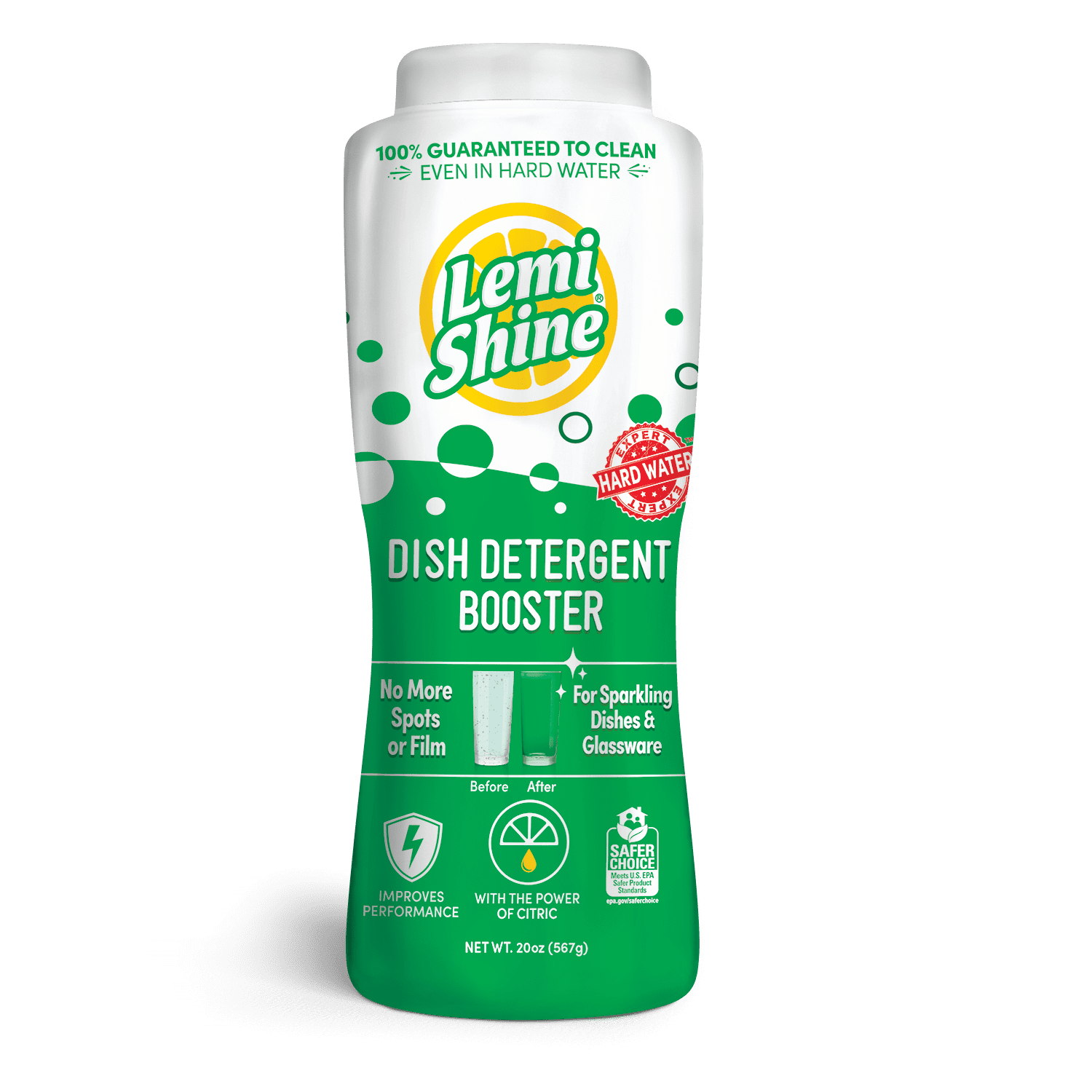Lemi Shine Dish Detergent Booster, Gets Rid of Hard Water Spots, 20 oz