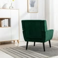 thumbnail image 3 of Tcbosik Velvet Accent Chair with Arm, Upholstered Reading Chair with Solid Wood Legs, Modern Comfy Armchair for Living Room, Bedroom, Retro Green, 3 of 9