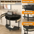 thumbnail image 6 of CQSXDA Unique Half-Moon Design Black MDF Construction 31.88"*15.75" Boho Style End Table Entryway Console Table Rattan Storage Cabinet, 6 of 12