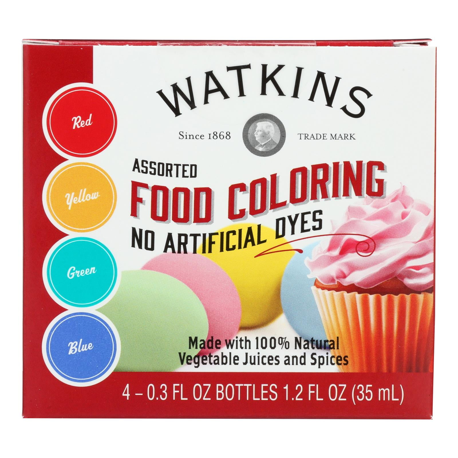 Watkins Assorted Food Coloring, 1.2 fl oz (Plastic Container) 