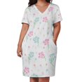 thumbnail image 2 of Vestido holgado de verano para mujer traje de novia con bolsillos flores rosas y azules Color agua, 2 of 6