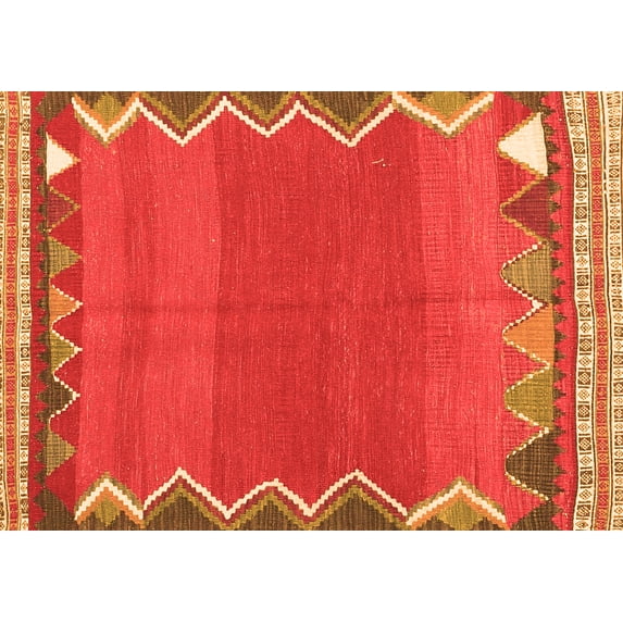 Ahgly Company Indoor Rectangle Oriental Orange Traditional Area Rugs, 8' x 12'