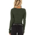thumbnail image 3 of Opperiaya Women Spring T-Shirt Solid Color Henley Neck Long Sleeve Pullover, 3 of 9