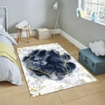 thumbnail image 3 of LaModaHome Non-Slip Rug Gold Marble Rug: Navy Blue Design Washable Mat Child Stain Resistant Living Room Kitchen Carpet - Size: 6,6X9,2ft(200X280cm), 3 of 5