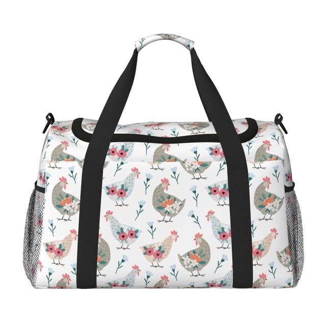 Balery Funny Chicken Bolsa de Gimnasio para Mujeres, Bolsa de Viaje con Bolsillo Húmedo, Bolsa de Fin de Semana para Mujeres, Bolsa de Viaje Resistente al Agua